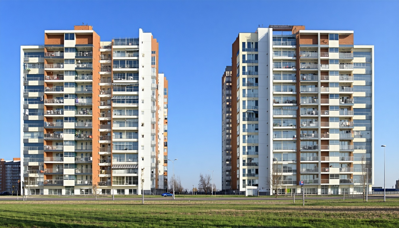 Modern apartment buildings representing real estate investments